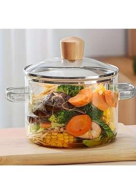 The Better Home Borosilicate Glass Saucepan with Lid and Handle | 1.45 L | 1.5 Qt | Microwave Safe