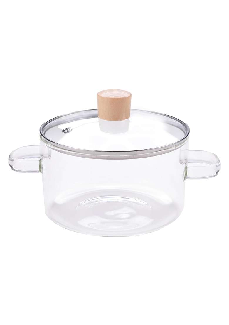 The Better Home Borosilicate Glass Saucepan with Lid and Handle | 1.45 L | 1.5 Qt | Microwave Safe - Indya