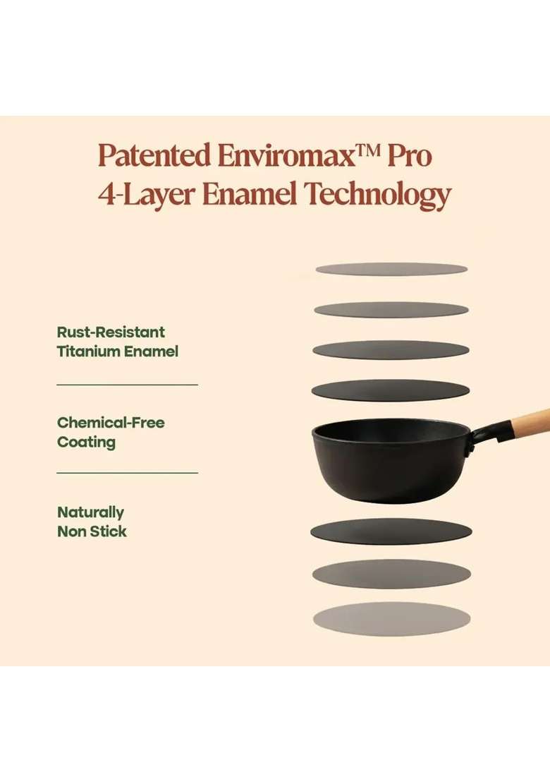 CUMIN CO. Enamel Cast Iron Sauce Pan with Lid | 1.5 L | 1.6 Qt | 18 cm | 7.1 Inch | Induction Compatible | Non-Toxic - Indya