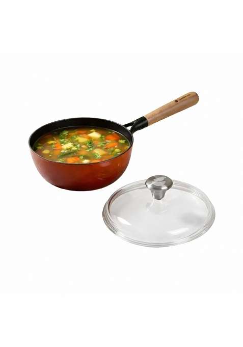 CUMIN CO. Enamel Cast Iron Sauce Pan with Lid | 1.5 L | 1.6 Qt | 18 cm | 7.1 Inch | Induction Compatible | Non-Toxic
