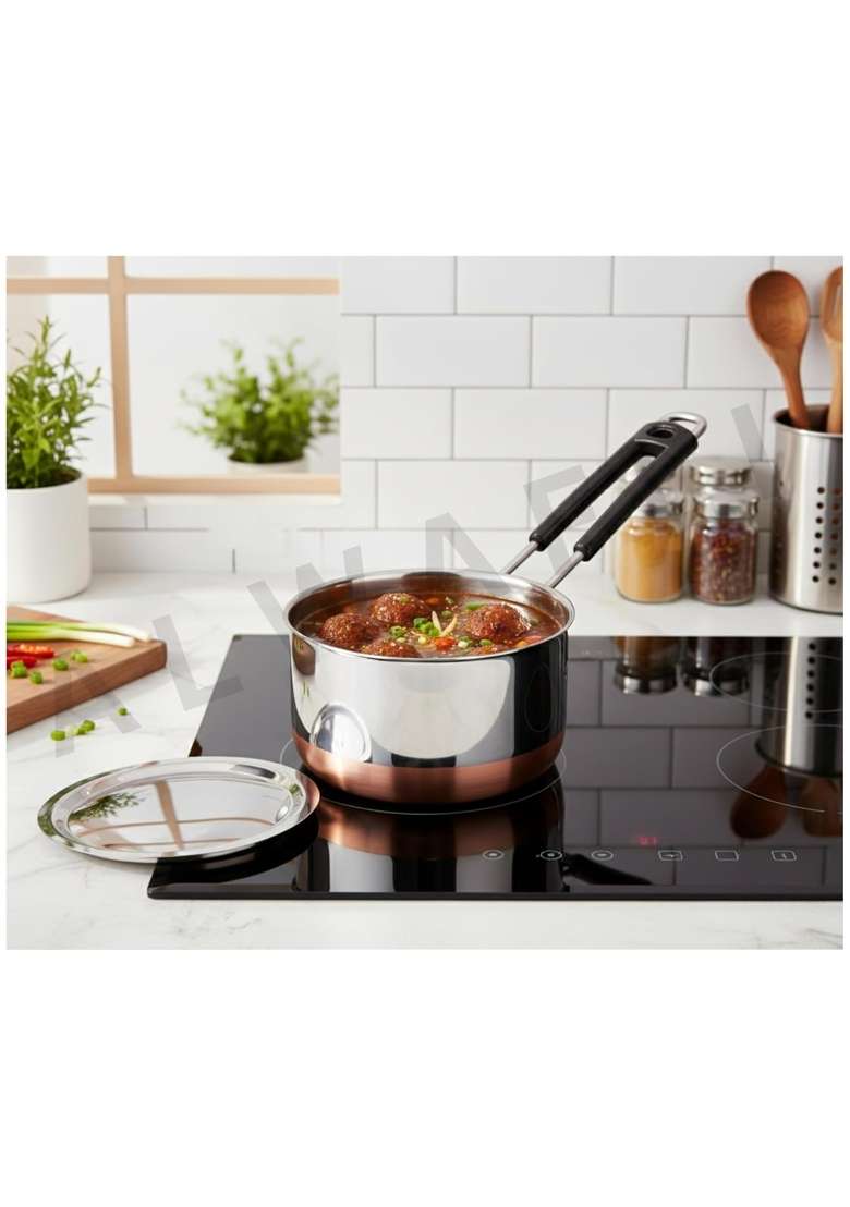 ALWAFLI Stainless Steel Copper Bottom Sauce Pan with Lid | 1 L | 1.1 Qt - Indya