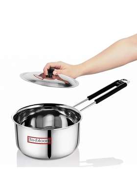 FLIXBLOOM Influencial Kitchen Stainless Steel Induction Base LPG Gas Stovetop Compatible | 1 L | 1.1 Qt | With Lid