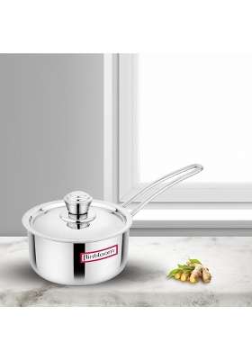 FLIXBLOOM Select Triply Large Stainless Steel Cookware Induction Base LPG Friendly Sauce | 2 L | 2.1 Qt | With Lid