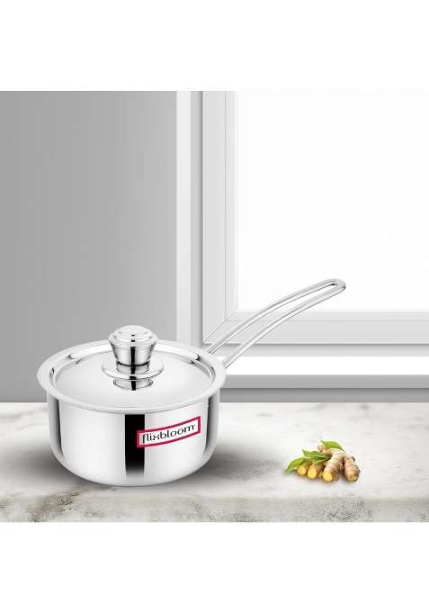 FLIXBLOOM Select Triply Large Stainless Steel Cookware Induction Base LPG Friendly Sauce | 2 L | 2.1 Qt | With Lid