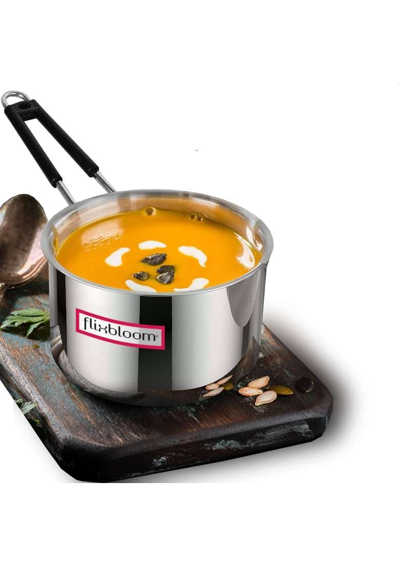 FLIXBLOOM Special Stainless Steel Utensil Sauce Pan | 1 L | 1.1 Qt | Induction Compatible | Tri-Ply - Indya