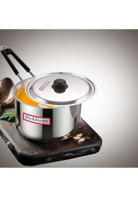 FLIXBLOOM Stainless Steel Induction Base LPG Gas Stovetop Compatible with Triply | 2 L | 2.1 Qt | With Lid