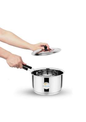 FLIXBLOOM Longevity Lid Stainless Steel Induction Base TRIPLY-Sandwich Bottom LPG | 1 L | 1.1 Qt