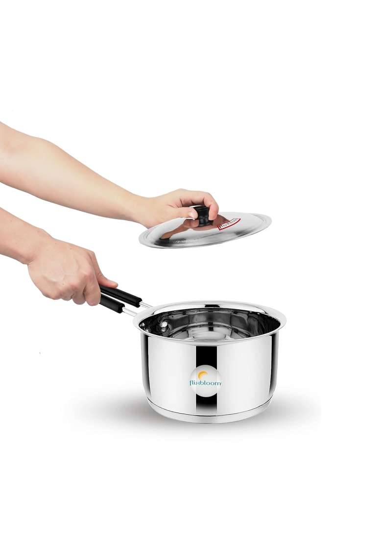 FLIXBLOOM Longevity Lid Stainless Steel Induction Base TRIPLY-Sandwich Bottom LPG | 1 L | 1.1 Qt - Indya