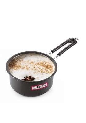 FLIXBLOOM Cosmic Black Hard Anodized Induction Bottom Base Deep Kitchen Cookware Sauce | 1 L | 1.1 Qt
