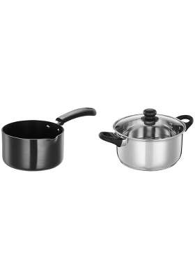 Solimo Amazon Brand Solimo Stainless Steel Induction Bottom Dutch Oven with Glass Lid | 5 L | 5.3 Qt | 24 cm | 9.4 Inch