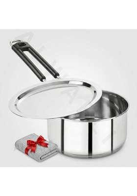 ALWAFLI Steel Sauce Pan Induction and Gas Compatible Tea Pan with Heavy Lid Milk Boiler | 2 L | 2.1 Qt