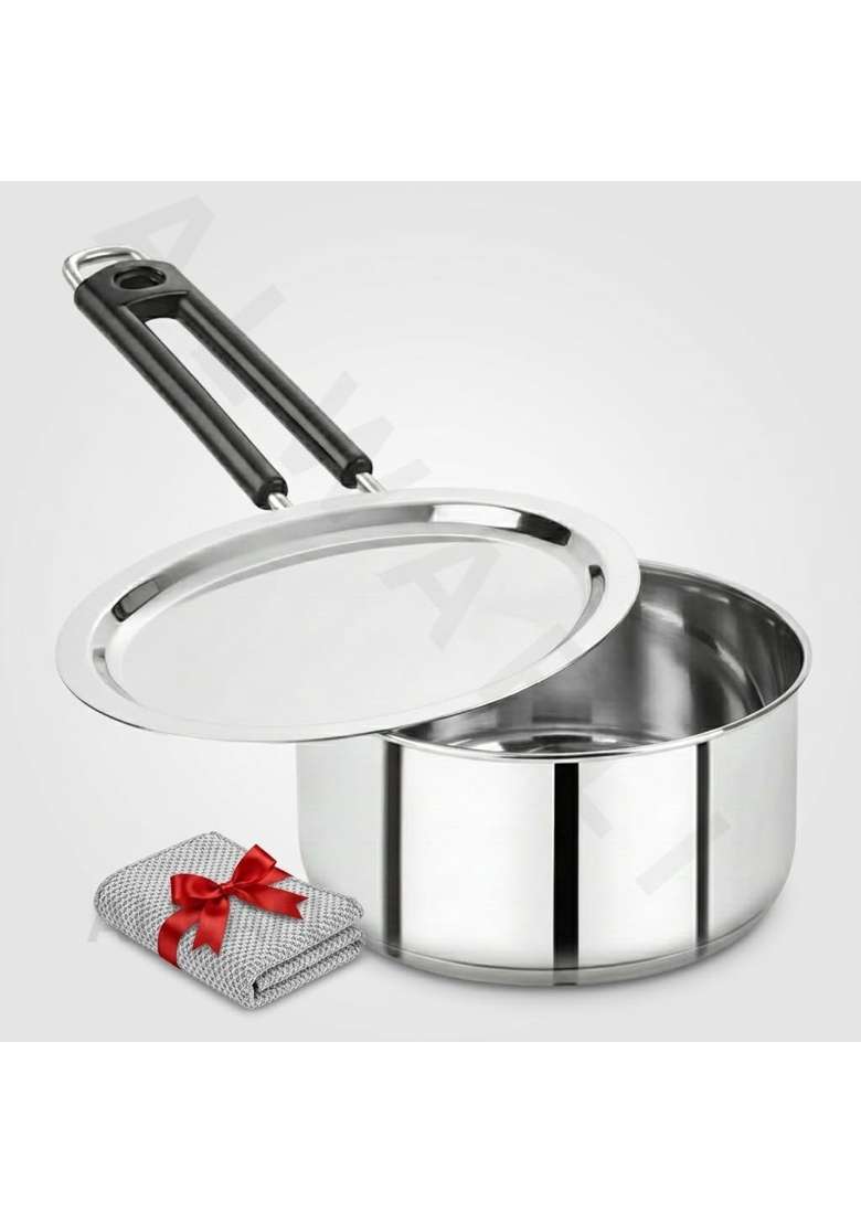 ALWAFLI Steel Sauce Pan Induction and Gas Compatible Tea Pan with Heavy Lid Milk Boiler | 2 L | 2.1 Qt - Indya