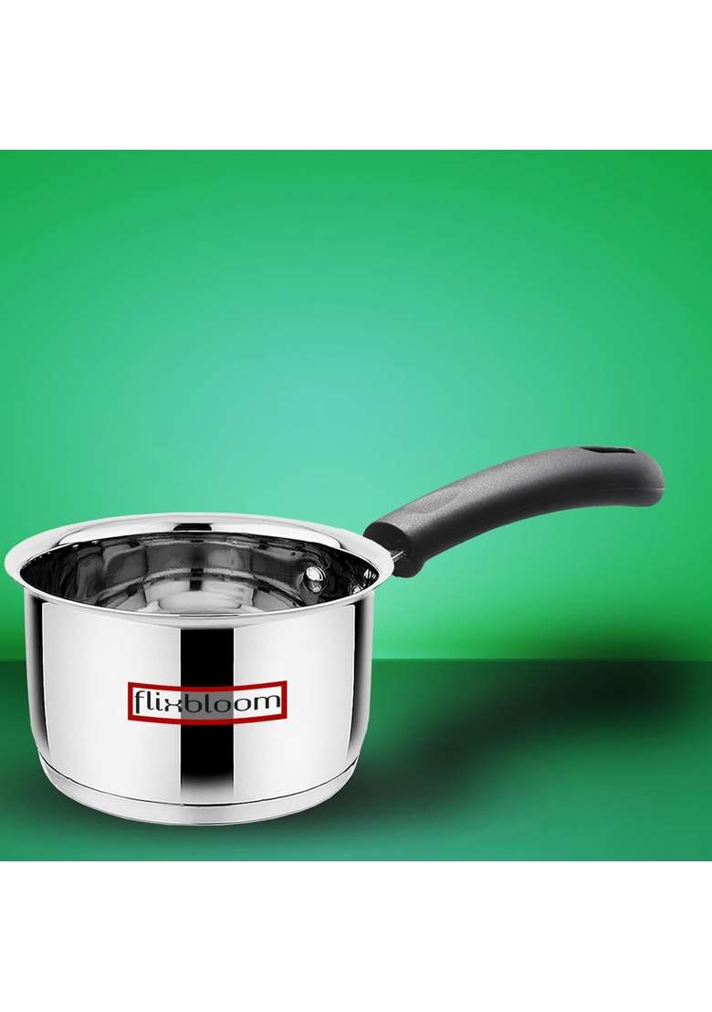 FLIXBLOOM Special Induction and Gas Stove Friendly Sauce Pan Stainless Steel Saucepan Deep | 1 L | 1.1 Qt - Indya