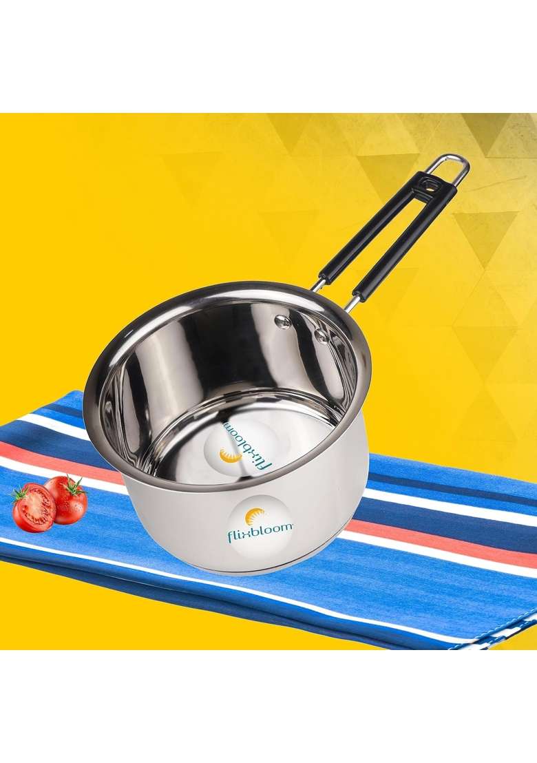 FLIXBLOOM Standard Heavy Gauge Stainless Steel Saucepan Tea Pan | 1 L | 1.1 Qt | Induction Compatible - Indya