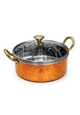 AANYA HOME CRAFT Aanya Homecraft Hammered Copper Sauce Pan with Lid | 0.4 L | 0.4 Qt | 16.5 cm | 6.5 Inch