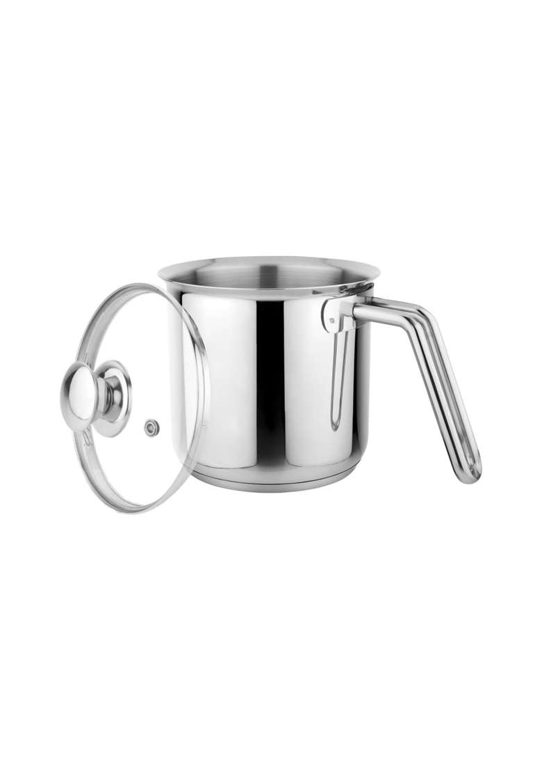Prabha Stainless Steel Milkpan | 1.8 L | 1.9 Qt | 14 cm | 5.5 Inch | 2-Piece Set | Induction Compatible | With Lid - Indya