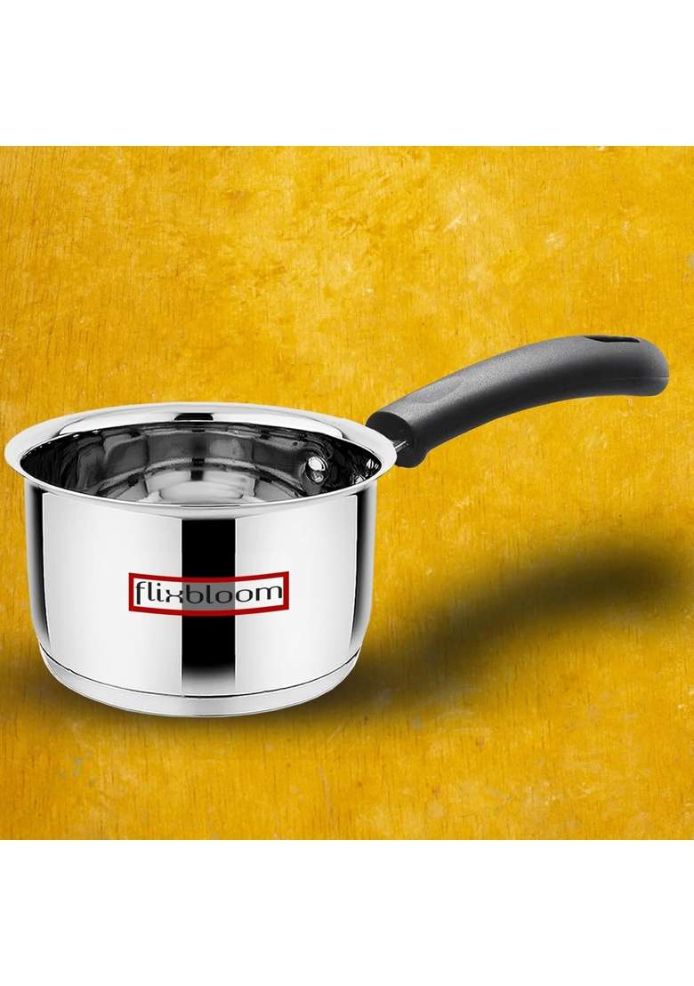 FLIXBLOOM Induction and Gas Stove Friendly Sauce Pan Stainless Steel Saucepan Deep Bottom | 1.5 L | 1.6 Qt - Indya