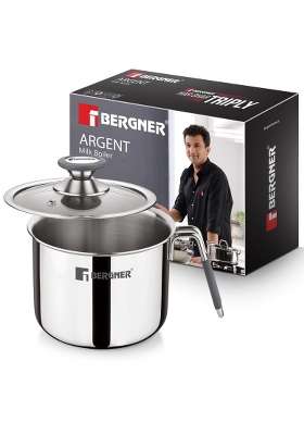 BERGNER Argent Triply Stainless Steel | 1 L | 1.1 Qt | 12 cm | 4.7 Inch | Induction Compatible | With Lid