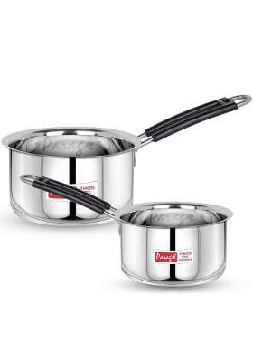 Parage Stainless Steel Sauce Pan | 1.25 L | 1.3 Qt | 2-Piece Set | Induction Compatible