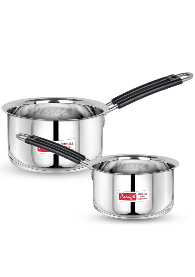 Parage Stainless Steel Sauce Pan | 1.25 L | 1.3 Qt | 2-Piece Set | Induction Compatible - Indya