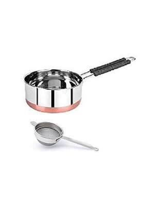 JGS Stainless Steel Copper Coated Flat Stove Bottom Sauce and Milk Pan Tea Coffee | 2 L | 2.1 Qt
