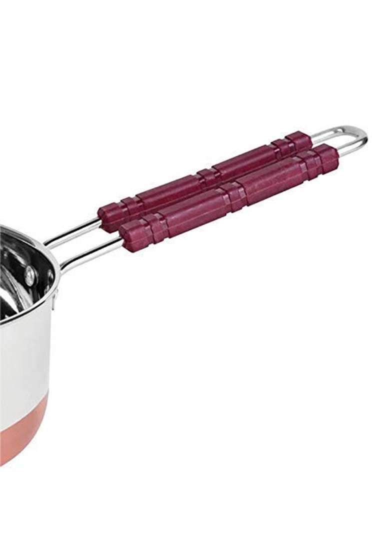 JGS Stainless Steel Copper Coated Flat Stove Bottom Sauce and Milk Pan Tea Coffee | 2 L | 2.1 Qt - Indya