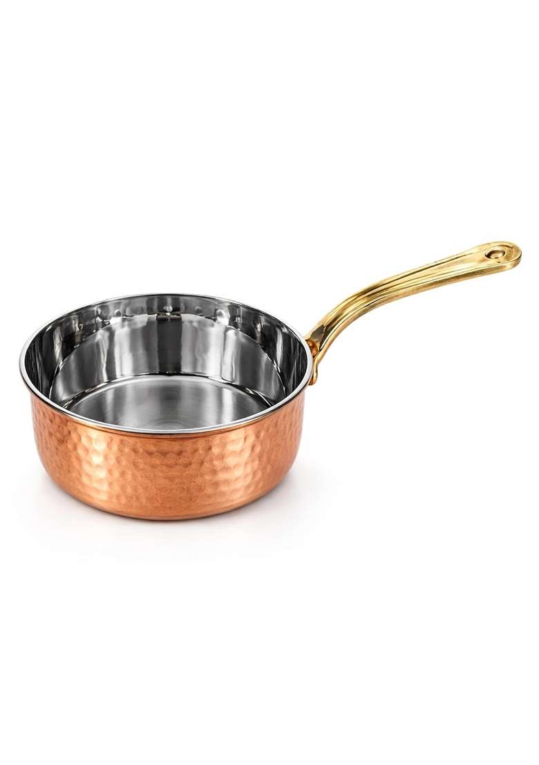 AANYA HOME CRAFT Aanya Homecraft Copper Sauce Pan with Long Handle | 0.4 L | 0.4 Qt | 22 cm | 8.7 Inch - Indya