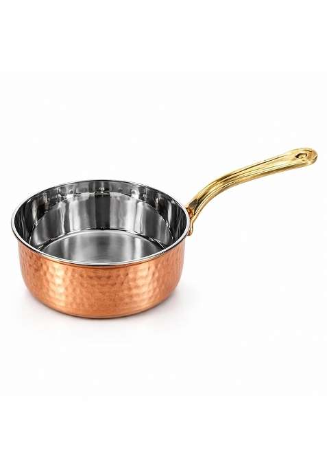 AANYA HOME CRAFT Aanya Homecraft Copper Sauce Pan with Long Handle | 0.4 L | 0.4 Qt | 22 cm | 8.7 Inch