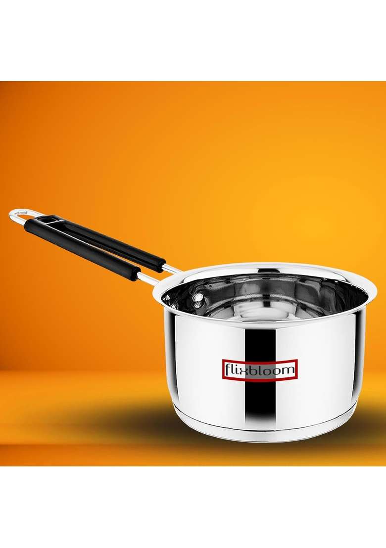 FLIXBLOOM Edge Stainless Steel Induction Base Gas Stove Friendly Sauce Pan Tea Pan | 3 L | 3.2 Qt - Indya
