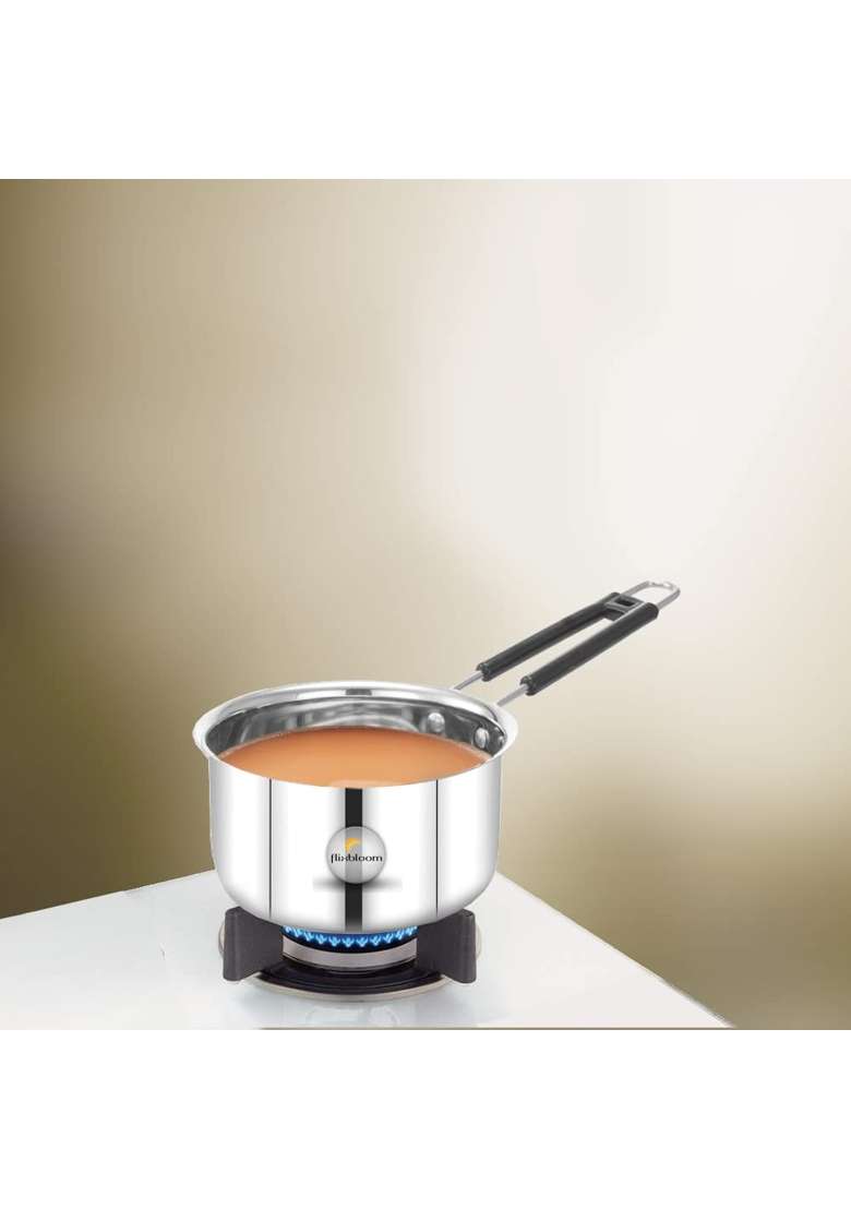 FLIXBLOOM Perfect Heavy Gauge Stainless Steel Saucepan Tea Milk Pan | 2.5 L | 2.6 Qt | Induction Compatible - Indya
