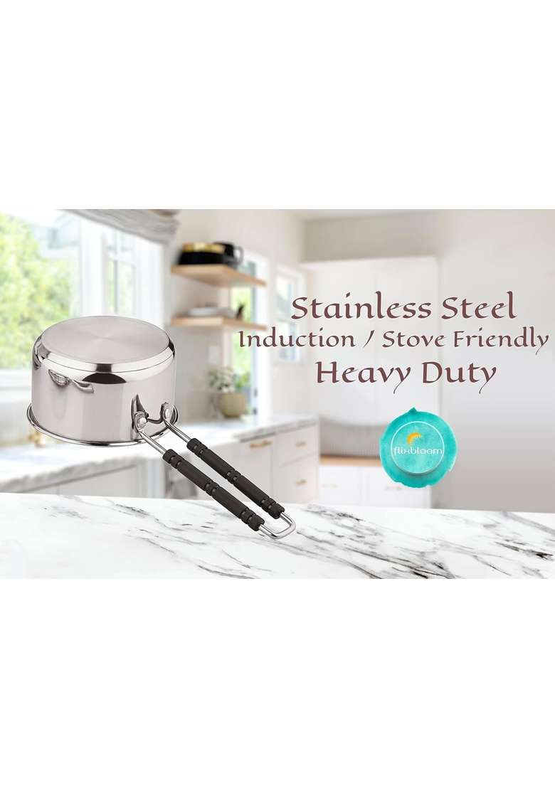 FLIXBLOOM Perfect Heavy Gauge Stainless Steel Saucepan Tea Milk Pan | 2.5 L | 2.6 Qt | Induction Compatible - Indya