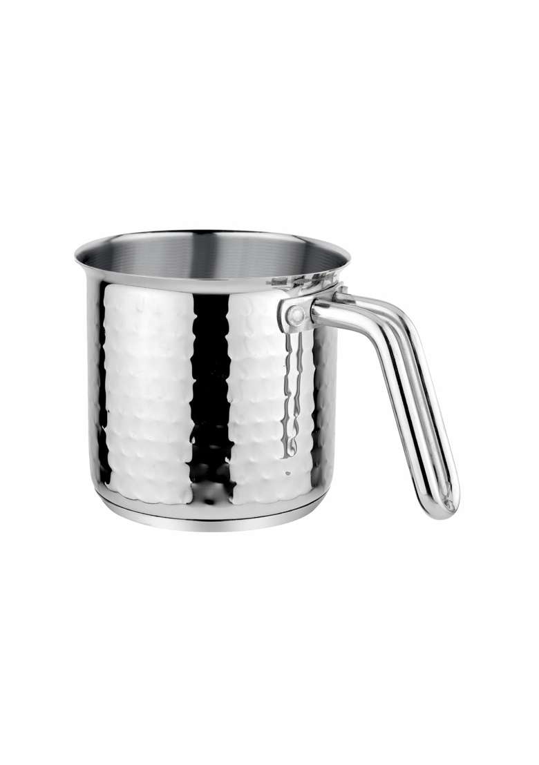 The Indian Aura Stainless Steel Milk Pot Without Lid | 1 L | 1.1 Qt | 11 cm | 4.3 Inch | Induction Compatible | Hammered Finish - Indya