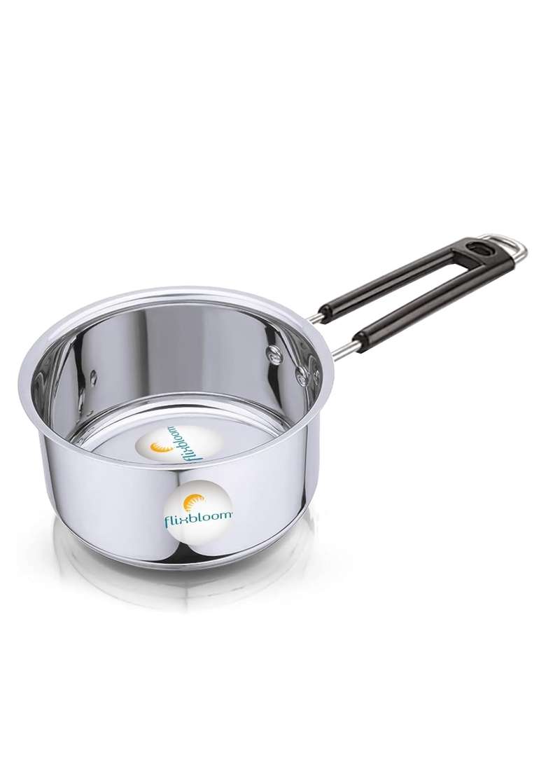 FLIXBLOOM Edge Stainless Steel Induction Base Gas Stove Friendly Sauce Pan Tea Pan | 1.5 L | 1.6 Qt - Indya