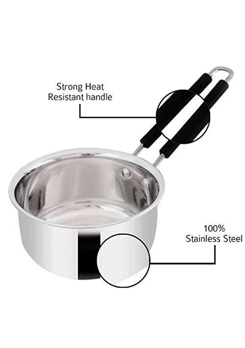 Super HK Stainless Steel Induction and Gas Compatible Heavy Base Sauce Pan for Cooking | 1.5 L | 1.6 Qt - Indya