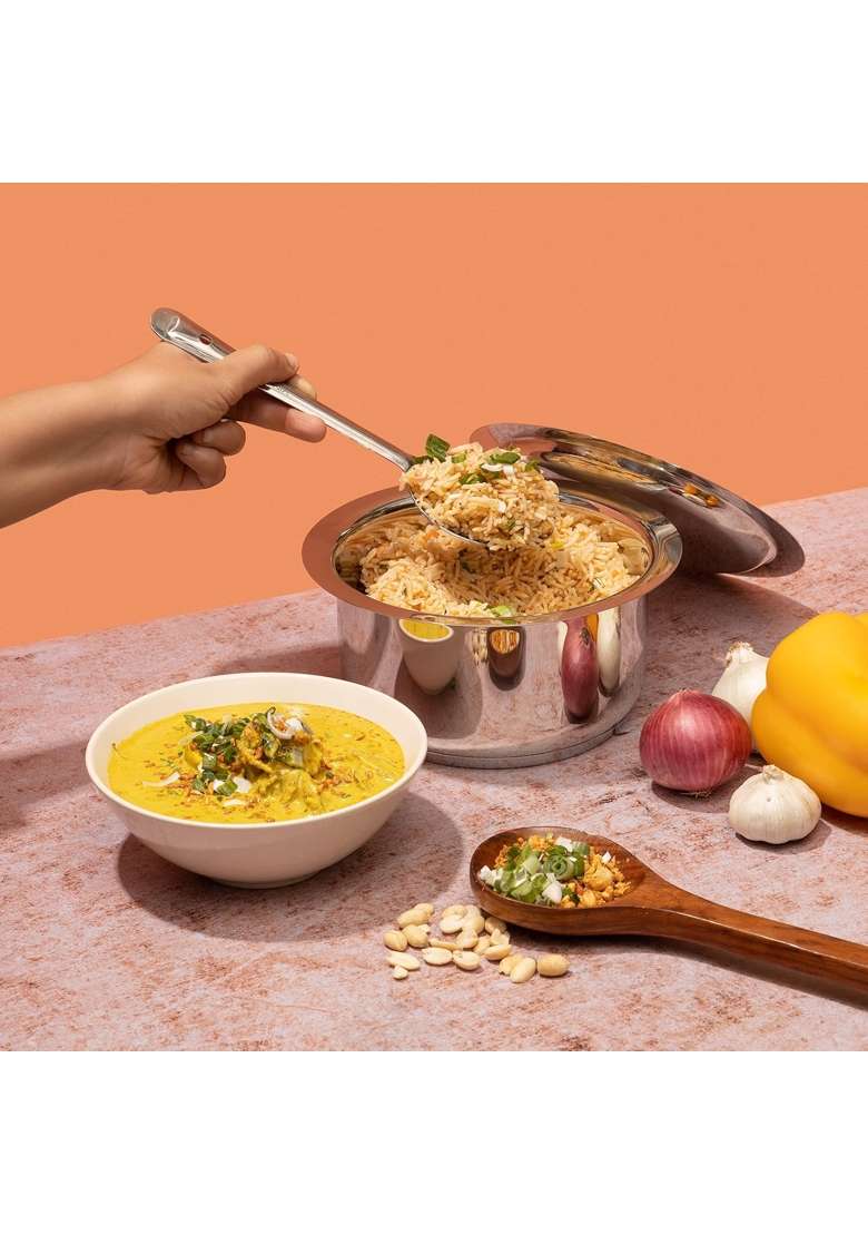 Vinod Stainless Steel 304 Grade Tope Cooking Pot Patila Topiya with Lid | 1.6 L | 1.7 Qt | 16 cm | 6.3 Inch | Induction Compatible - Indya