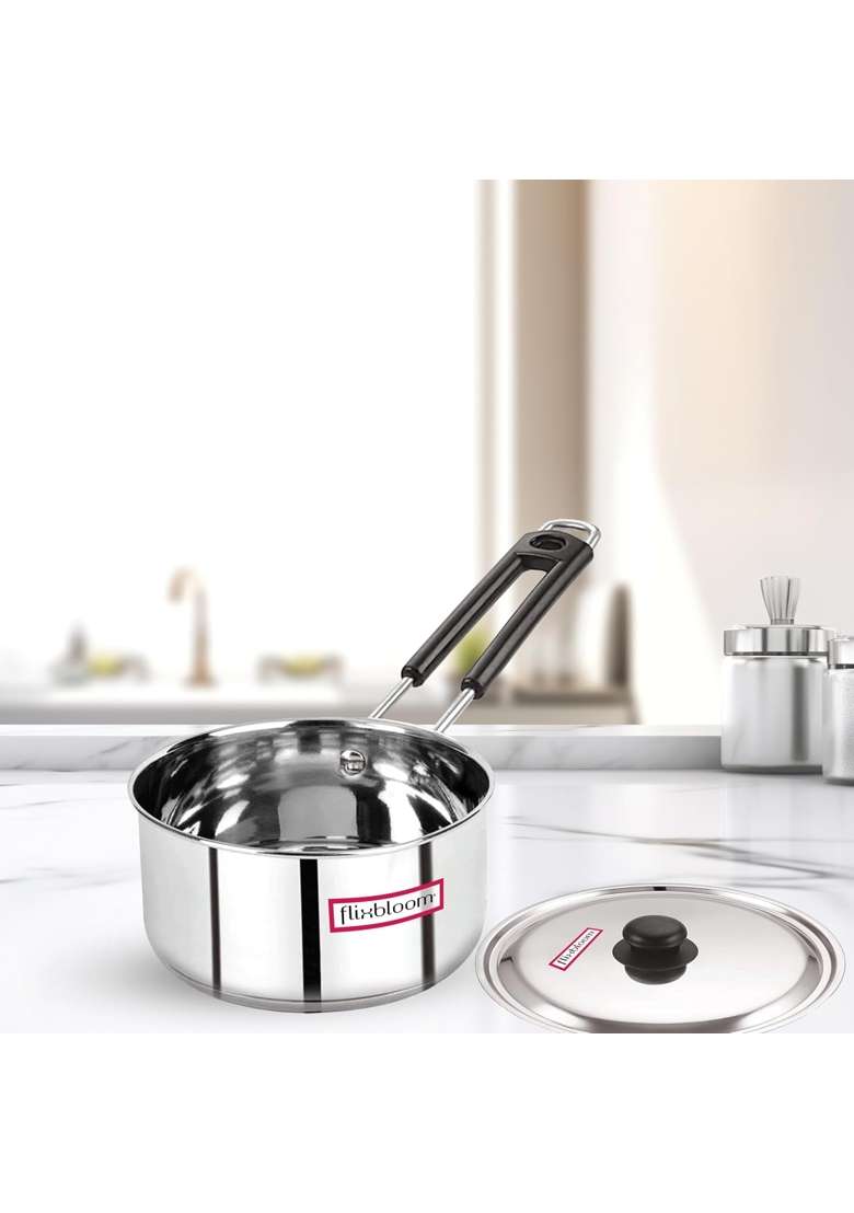FLIXBLOOM Ambit Stainless Steel Induction Base Triply-Bottom | 3 L | 3.2 Qt | With Lid - Indya
