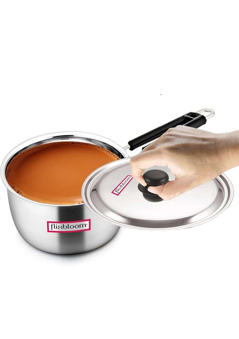 FLIXBLOOM Ambit Stainless Steel Induction Base Triply-Bottom | 3 L | 3.2 Qt | With Lid - Indya