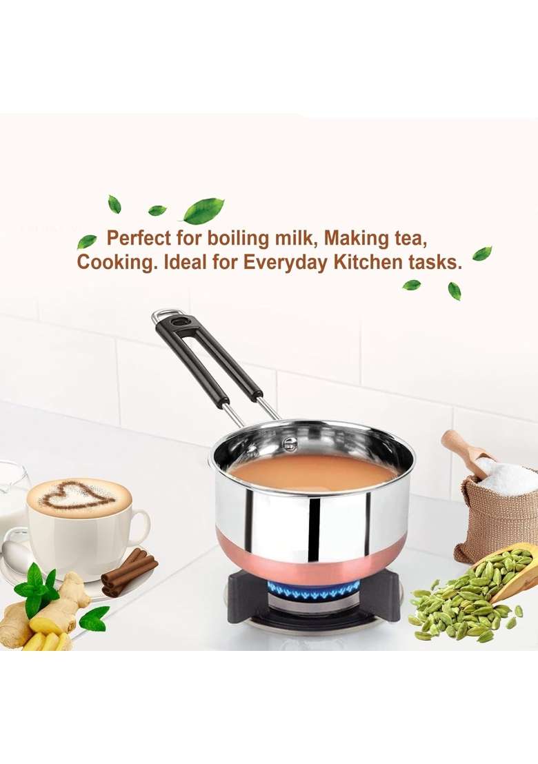 ALWAFLI Copper Bottom Stainless Steel Flat Base Sauce Pan | 2 L | 2.1 Qt - Indya