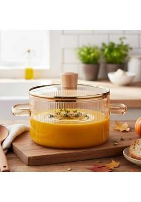 The Better Home Zeno Borosilicate Glass Cookware for Gas Stove | 1.45 L | 1.5 Qt | With Lid
