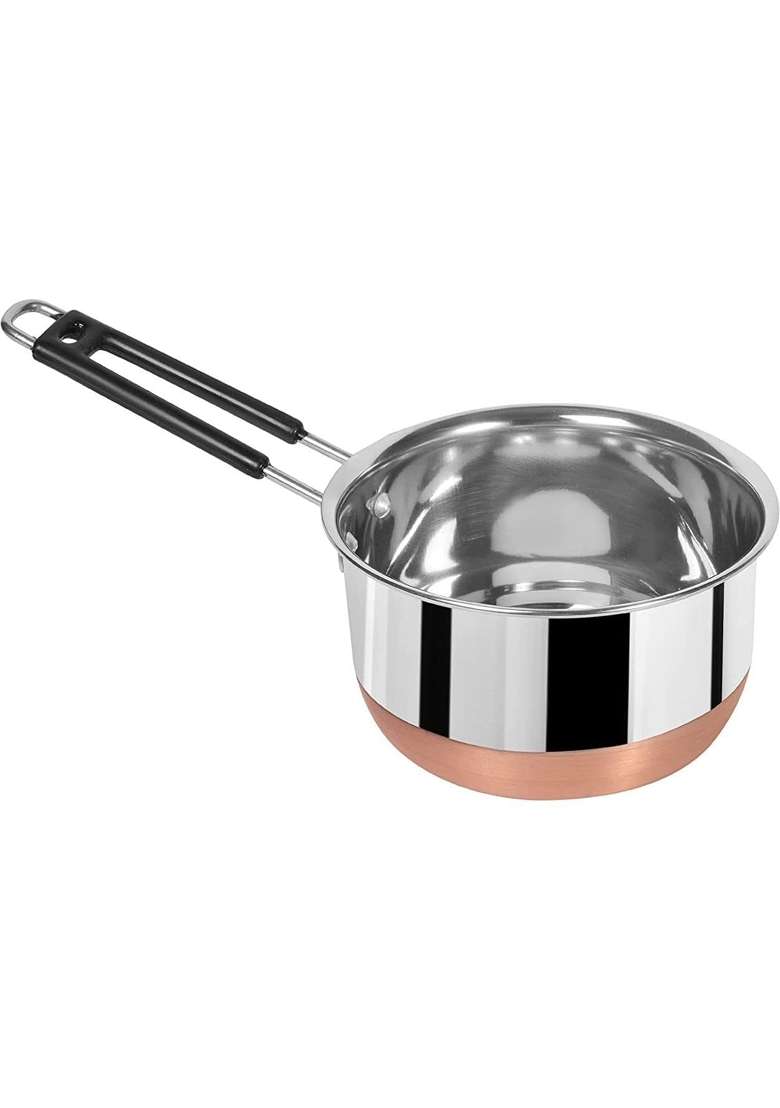ALWAFLI Copper Bottom Stainless Steel Flat Base Sauce Pan | 1.5 L | 1.6 Qt - Indya
