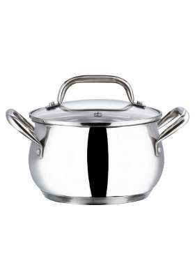 Vinod Stainless Steel Almaty Sauce Pot with Glass Lid -Diameter | 4 L | 4.2 Qt | 20 cm | 7.9 Inch | Induction Compatible