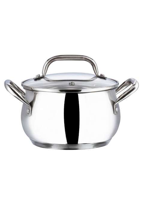 Vinod Stainless Steel Almaty Sauce Pot with Glass Lid -Diameter | 4 L | 4.2 Qt | 20 cm | 7.9 Inch | Induction Compatible