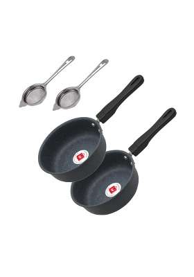 LAZYwindow Nonstick Baby Sauce Pan Set with Tea Strainer | Pack of 2