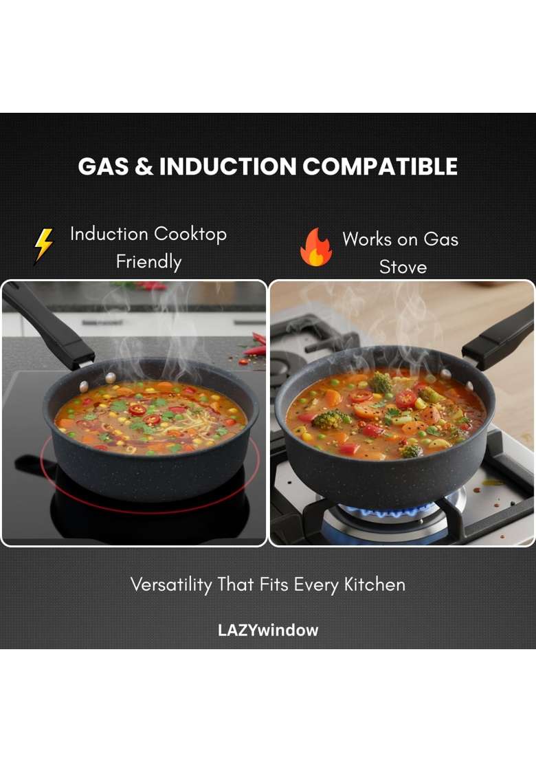 LAZYwindow Nonstick Baby Sauce Pan Set with Tea Strainer | Pack of 2 - Indya