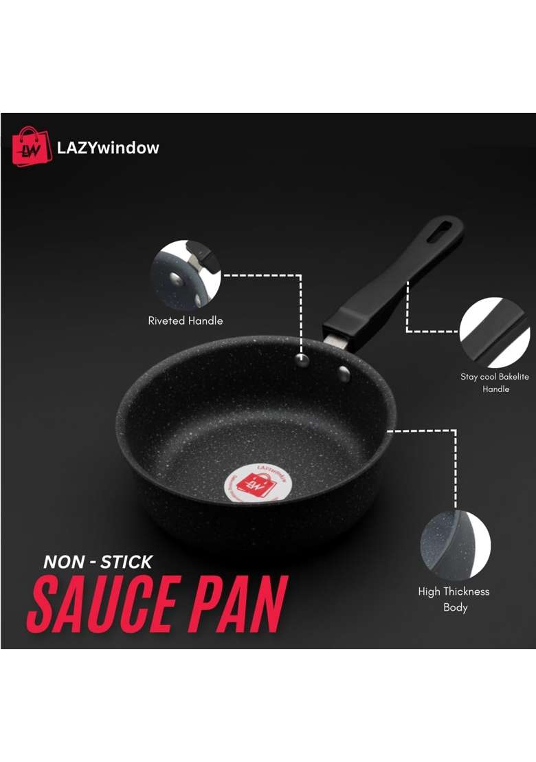 LAZYwindow Nonstick Baby Sauce Pan Set with Tea Strainer | Pack of 2 - Indya