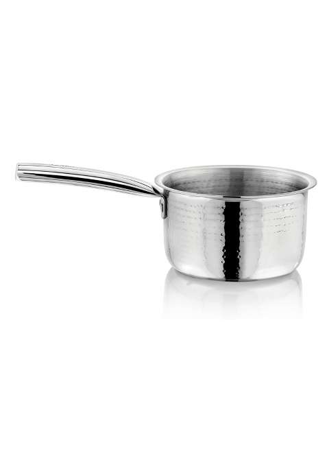Vinod | Claro Heavy Gauge Stainless Steel Hammered Sauce Pan | 1200 ml | 40.6 fl oz | 16 cm | 6.3 Inch