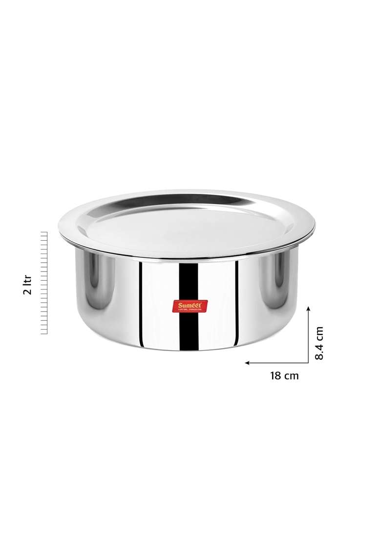 Sumeet Cook Smart TriPly Steel-Aluminium-Steel | 4 L | 4.2 Qt | 22 cm | 8.7 Inch | With Lid - Indya