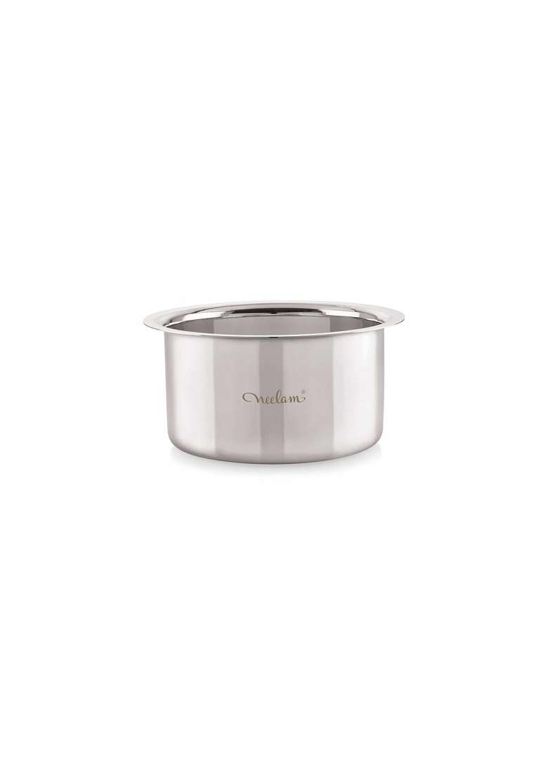 neelam Stainless Steel 12 22 Gauge Flat Bottom Tope Cooking Pot | 1950 ml | 65.9 fl oz - Indya