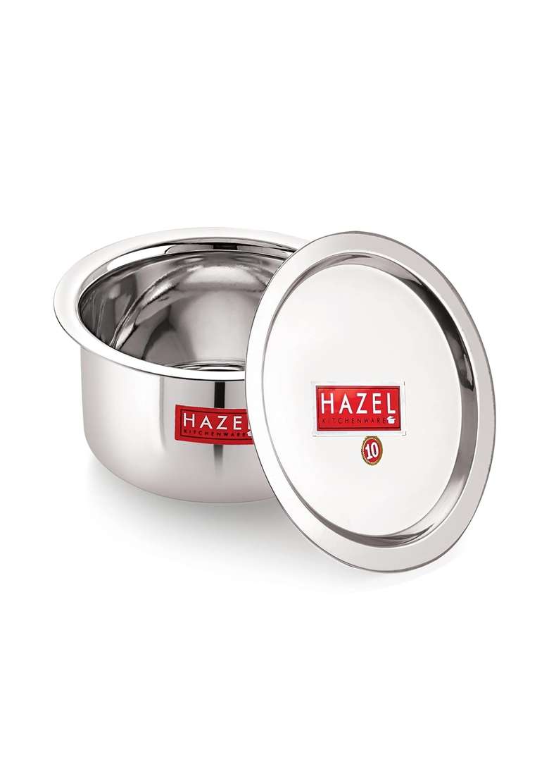 HAZEL Stainless Steel Tope Cooking Pot with Lid | 1 L | 1.1 Qt | 16.5 cm | 6.5 Inch - Indya