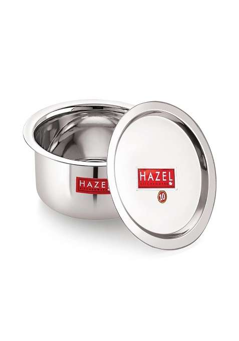 HAZEL Stainless Steel Tope Cooking Pot with Lid | 1 L | 1.1 Qt | 16.5 cm | 6.5 Inch